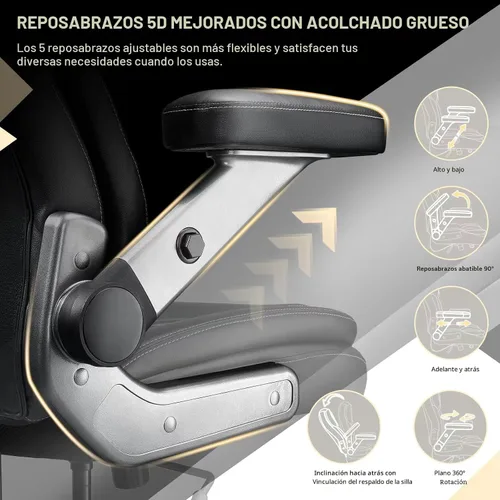 Miniatura 4 de Silla de oficina grande de servicio pesado de 600 libras con brazos abatibles 5D, cómoda silla de escritorio ejecutiva grande y alta con cojín