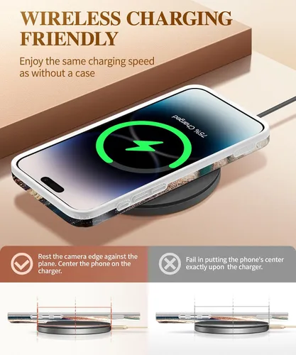 Miniatura 5 de GVIEWIN Funda de mármol para iPhone 15 Pro, con protector de pantalla y protector de lente de cámara