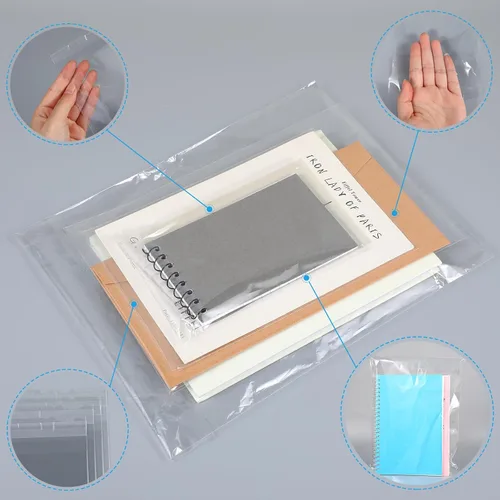 Miniatura 4 de Kosiz 600 bolsas de celofán transparente de plástico de polietileno para camisas, bolsas de ropa resellables a granel, paquetes autoadhesivos