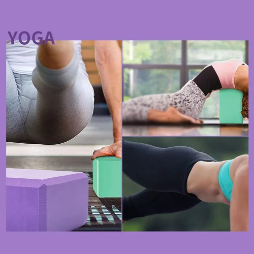 Miniatura 4 de Juego de 2 bloques de yoga de espuma EVA para ejercicio, proporciona equilibrio de estabilidad y apoyo para mejorar la fuerza, 9 x 6 x 3 pulgadas
