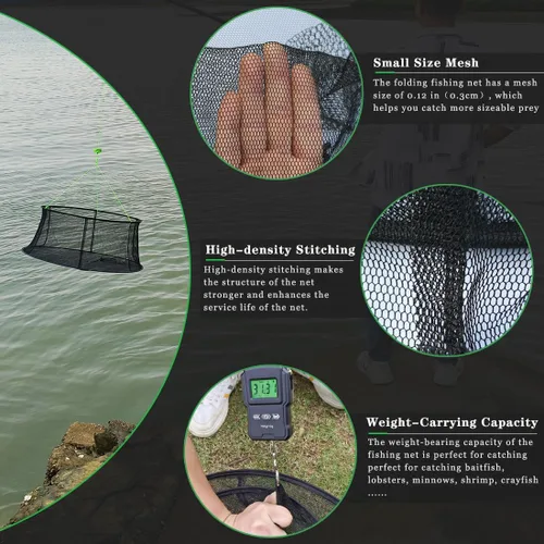 Miniatura 2 de Drasry Fishing Net Trap for Bait Minnow Shrimp Crayfish Foldable Fish Crawdad Lobsters Cast Net Collapsible