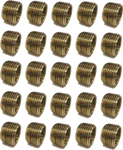 Miniatura 5 de Buje de cara reductora de latón 1/2 "macho NPT X 3/8" hembra NPT combustible/aire/agua/aceite/gas WOG (cantidad 01)