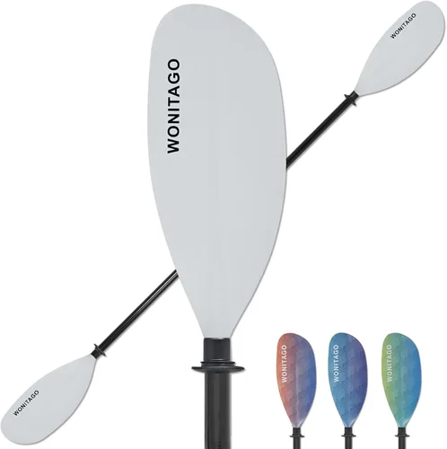 Miniatura 11 de Remo de kayak con eje de fibra de vidrio y hoja de nailon reforzado, remos de kayak ajustables, 3 piezas, 90.6-98.4 in/90-98 pulgadas, 82.7-90.6