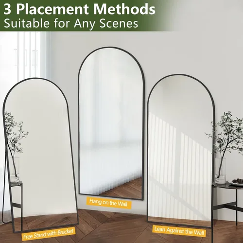 Miniatura 4 de MELOMOIR Espejo arqueado de cuerpo entero, 56"x18" espejo de piso, espejo independiente apoyado o colgante, para sala de estar, dormitorio