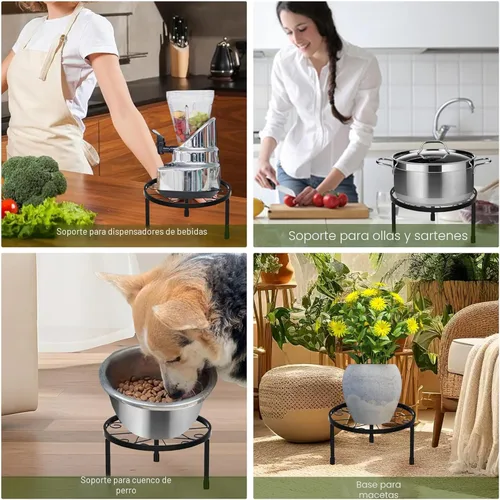 Miniatura 6 de CADANI Paquete de 5 soportes de metal para plantas para interiores y exteriores, soporte de hierro antioxidante, soporte resistente para macetas