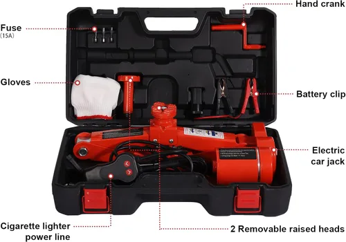 Miniatura 2 de TYAYT Coche eléctrico de 3 toneladas 12V Scissor Jack para Sedán, SUV y reemplazo de neumáticos