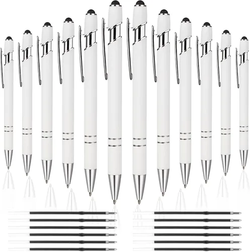 Miniatura 25 de 12 PCS Bolígrafos 2 en 1 con Punta Stylus, Bolígrafo de Metal con Tinta Negra de 1.0 mm, Stylus para Pantallas Táctiles (Oro Rosa y Azul Claro)