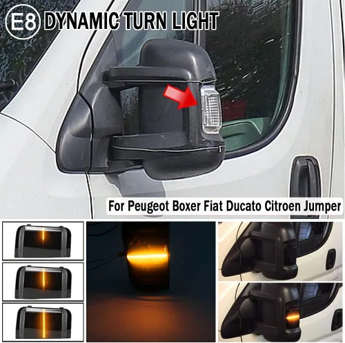 Miniatura 6 de Para-Peugeot Boxer Fiat Ducato Citroen Jumper Espejo retrovisor lateral intermitente dinámico Indicador de flujo LED Luz intermitente (amarillo)