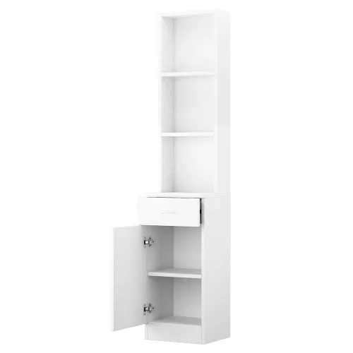 Miniatura 9 de OmySalon Estación de peluquería de peluquería, gabinete de almacenamiento de peluquería, equipo de salón con 5 compartimentos, 1 cajón, 1 puerta