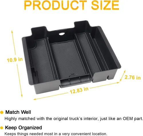 Miniatura 5 de PIMCAR Organizador de consola central de tamaño completo para Chevy Silverado/GMC Sierra 1500 2019-2022 y Silverado/Sierra 2500 HD 3500 HD 2020-2023