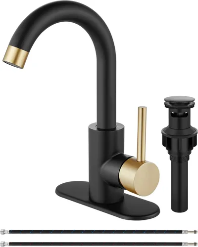 Miniatura 13 de Midanya Grifo de baño de un solo agujero, grifo de fregadero de barra de 1 agujero, adecuado para tocador de cocina, RV, boquilla giratoria de acero