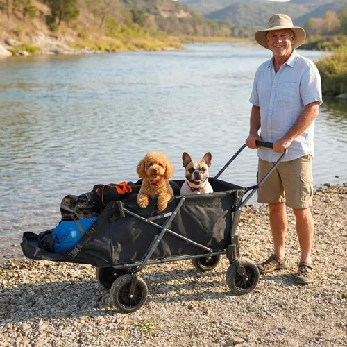 Miniatura 6 de REDCAMP Carro Plegable para Perros con Extremo Trasero Extensible de Servicio Pesado, 220L Carrito Utilitario Plegable Grande Cochecito para Perros