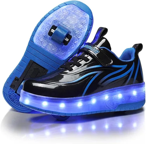 Miniatura 13 de Zapatos para niños con ruedas - 4 en 1 Zapatos con ruedas iluminados con luces LED recargables por USB para regalos de Navidad y escuela