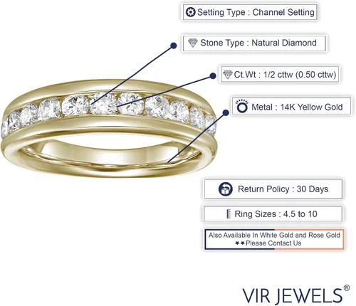 Miniatura 6 de Vir Jewels Anillo de compromiso con diamantes de 12 quilates (ctw) para mujer, anillo de compromiso de ajuste cómodo con diamantes redondos de media
