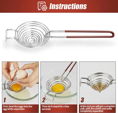 Miniatura 7 de SOLEADER Separador de huevos, herramienta separadora de yema blanca, acero inoxidable de grado alimenticio, apto para lavavajillas, trabajo
