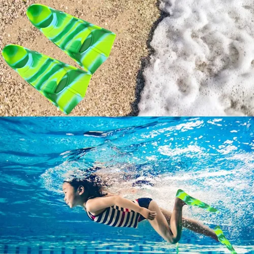 Miniatura 7 de Swimming Training Fins,Comfortable Silicone Flippers for Swimming and Diving,Size Suitable Kids Girls Boys Adult BG-Green Grassland