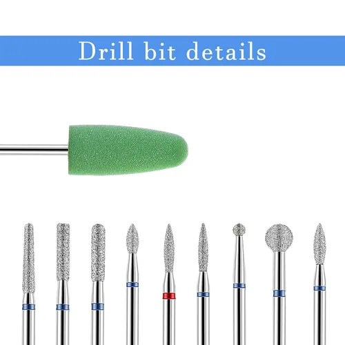 Miniatura 4 de YUXIANLB Juego de 10 brocas de uñas para manicura, kit de brocas de diamante para uñas profesional rusas para eliminación de cutículas, juego