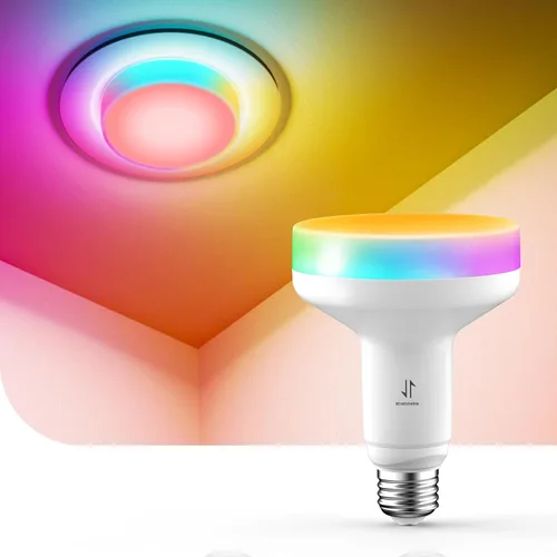 Linkind Matter BR30 - Bombillas inteligentes con diseño elástico y color Aurascape de 4 zonas, bombilla de inundación inteligente empotrable de 850