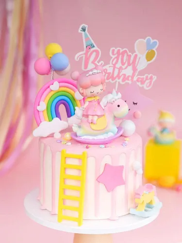 Miniatura 6 de Decoración de pastel de arcoíris, decoración de pastel de corazón arcoíris, decoración de pastel de cerámica suave para tartas de cumpleaños