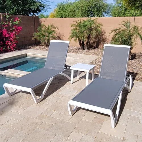 Miniatura 18 de Domi - Tumbona para exteriores, sillón ajustable de aluminio para patio, silla de piscina de plástico para terraza, césped, patio trasero
