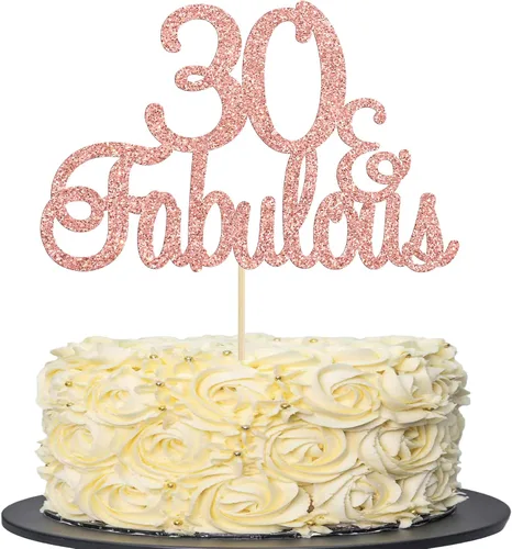 Miniatura 23 de Gyufise 1 decoración de pastel de 10 y fabulosa decoración de pastel de oro rosa con purpurina de diez y fabulosos adornos para tartas de feliz 10º