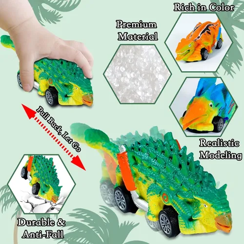 Miniatura 4 de Juguetes de dinosaurio, 6 piezas de juguetes de dinosaurio para niños de 3 a 5 años, juguetes para niños de 3, 4, 5 años en adelante, autos