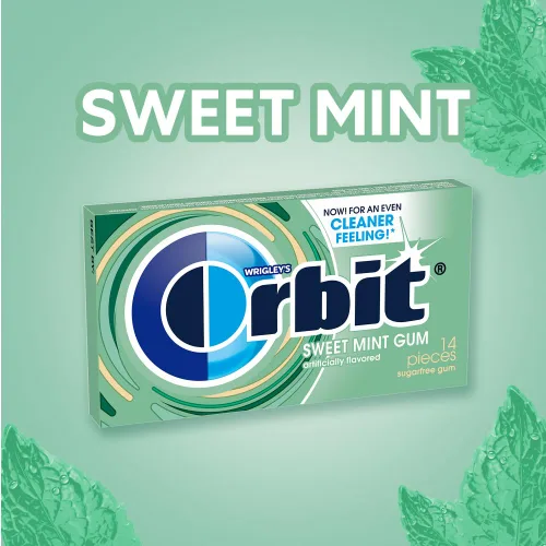 Miniatura 5 de ORBIT Goma de mascar de regreso a clases sin azúcar y menta dulce, paquetes de 3
