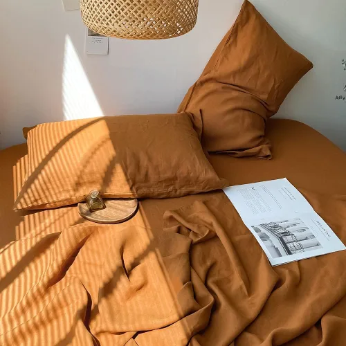 Miniatura 16 de Simple&Opulence - Juego de sábanas de lino 100% lavado, estilo básico, 4 piezas (1 sábana encimera y 1 sábana bajera y 2 fundas de almohada), lino