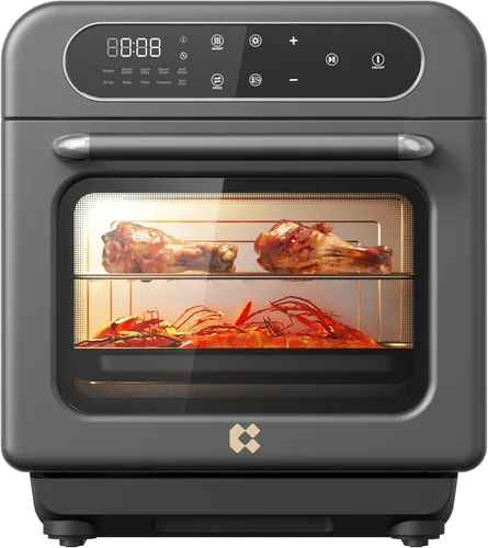 CIARRA Horno de vapor de sobremesa 8 en 1 con freidora de aire, mini horno tostador de convección de 13QT con vapor, vapor rápido, freidora de aire,