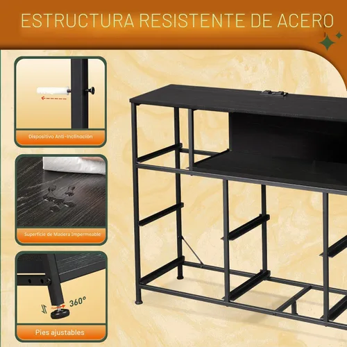 Miniatura 6 de Soporte de TV negro para TV de 45, 50, 55 pulgadas, mesa consola multimedia de TV con luces LED y estación de carga, centro de entretenimiento con 8