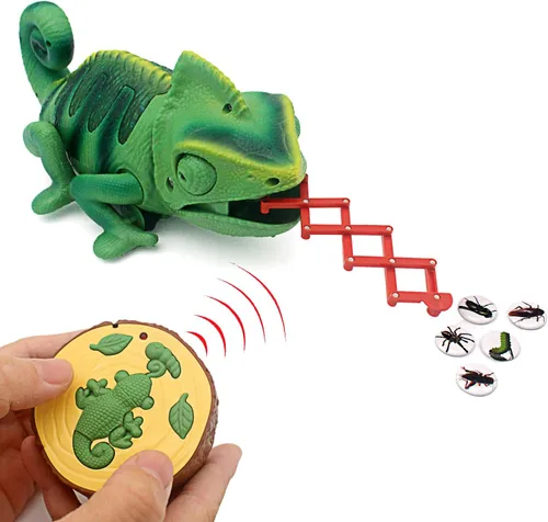 Tipmant Camaleón RC Juguete de animal a control remoto realista lagarto eléctrico electrónico mascotas coche niños regalos de cumpleaños (verde)