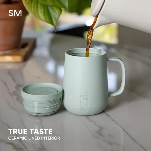 Miniatura 4 de Simple Modern - Taza Voyager Signature Vaso de viaje para café con tapa de 360° y asa Vaso de café helado y té de infusión fría con Abedul