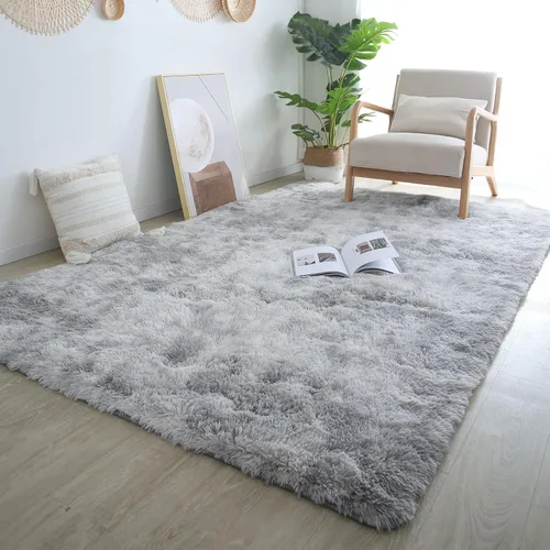 Miniatura 3 de CAIYUECS Alfombra peluda para sala de estar: Alfombras de felpa ultra suaves para el dormitorio y la sala de estar, antideslizante, moderna, Gris