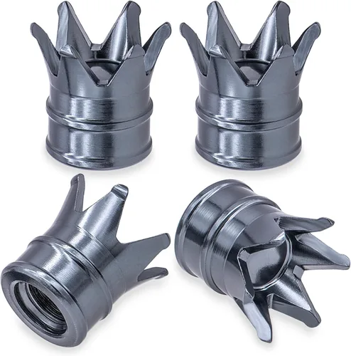 Miniatura 42 de 4 tapas de vástago de válvula de neumático con calavera, tapas universales de válvula de neumático de aleación de aluminio con anillo de goma O