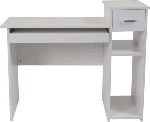 Miniatura 8 de BizChair Escritorio blanco para computadora con estantes y cajón