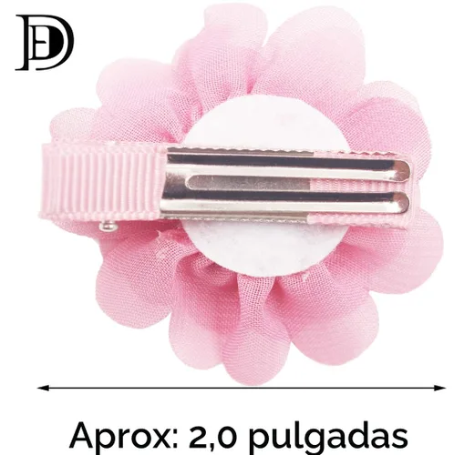 Miniatura 2 de DeD 24 lazos de gasa para el pelo de 2.7 pulgadas, pinzas para el pelo de flores, pequeñas pinzas para el cabello para niñas, bebés, niños pequeños
