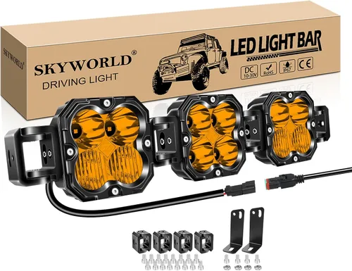 Miniatura 24 de SKYWORLD Luz LED Cuadrada Tipo Pod de 4.3 pulgadas, 30W 2500 LM, Luz Antiniebla de Conducción Todoterreno para Carro 4x4 Camión UTE ATV Barco