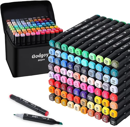 Marcadores de alcohol de 80 colores con doble punta de cepillo, marcadores de arte permanentes, marcadores para colorear, para pintar libros y hacer