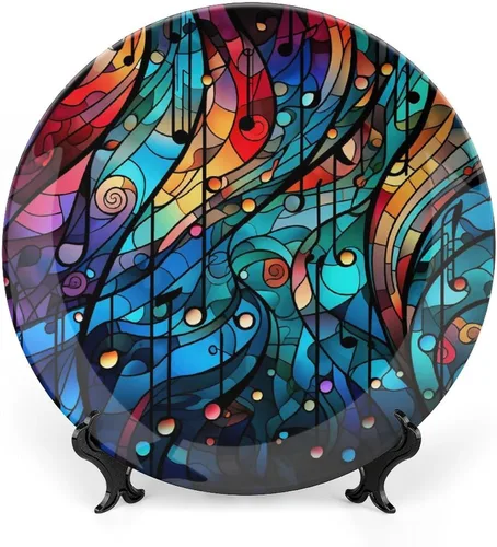 Miniatura 22 de Platos decorativos, placa de cerámica con estampado de globos de aire caliente, plato de cena tambaleante con soporte de exhibición, decoración