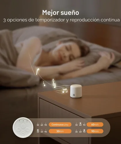 Miniatura 5 de Dreamegg Máquina portátil de ruido blanco de viaje para dormir, cuenta con batería potente, tamaño de huevo, 16 sonidos naturales, temporizador