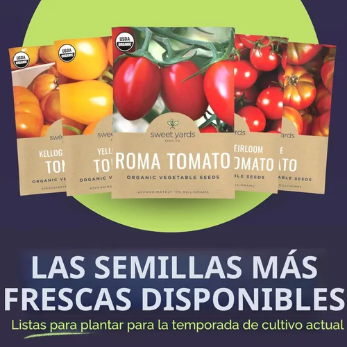 Miniatura 3 de Paquete variado de semillas de tomate orgánicas tradicionales – 9 paquetes de semillas: Brandywine rosa, Roma, cebra verde, piña, Hillbilly, Krim
