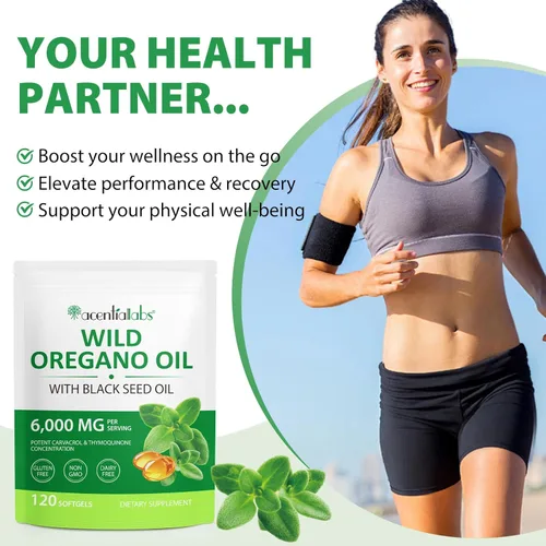 Miniatura 5 de NIFEISHI Aceite de orégano con aceite de semilla negra, 2 en 1 cápsulas de aceite de orégano de 6000 mg orgánico, 165 mg de Carvacrol, fácil