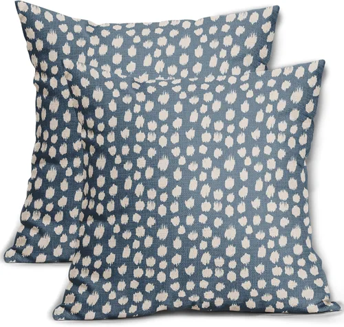 Miniatura 51 de Fundas de almohada marrón y blancas de 18 x 18 pulgadas, juego de 2 almohadas boho grises con lunares, fundas de almohada modernas estampadas