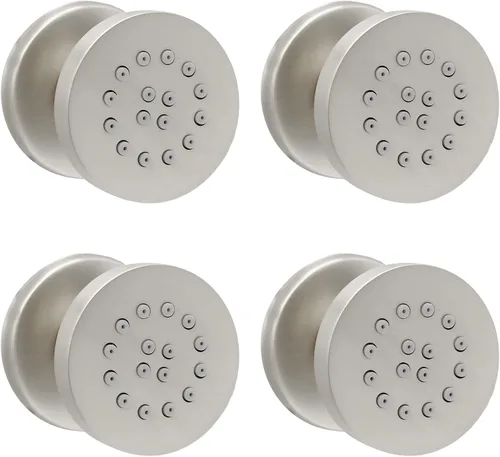 Miniatura 23 de HOMEDEC Cabezal de ducha redondo de latón de 2 pulgadas, para masaje, spa, soporte de pared, 4 piezas, negro mate