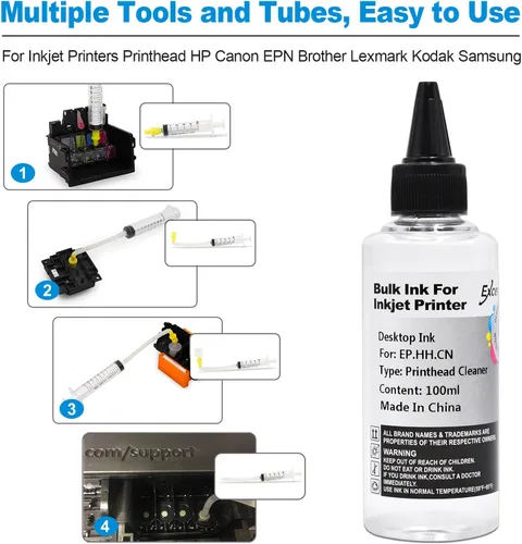 Miniatura 4 de Kit de limpieza de cabezal de impresión compatible con Brother Epson HP Canon Boquilla de inyección de tinta EcoTank Officejet Deskjet Pixma