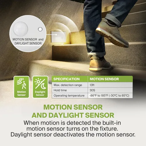 Miniatura 3 de ASD LED Luminaria de Escalera Empotrada, Iluminación de Pasada al Aire Libre del Atardecer al Amanecer 3CCT, Sensor de Movimiento, Fotocélula