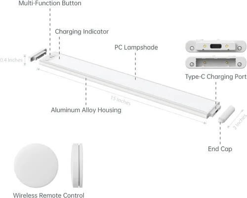 Miniatura 8 de Iluminación para debajo del gabinete de 15 pulgadas, luz LED expandible con controles de sensor, temperatura de color ajustable y brillo