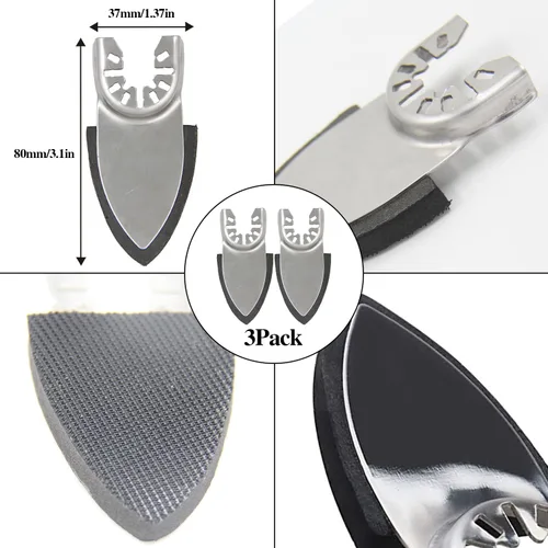 Miniatura 4 de Kit de lija de herramientas oscilantes de 186 piezas, almohadillas de lijadora con detalles multiherramienta, incluye lijas triangulares y dedos