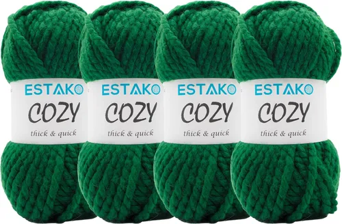 Miniatura 25 de Estako Cozy Thick & Quick Yarn - Hilo acogedor grueso y rápido, 20% lana, 80% acrílico, suave, súper voluminoso, peso #6, para tejer y hacer 50187