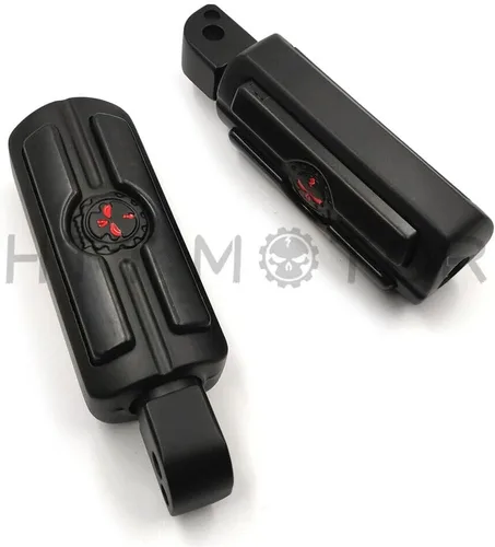 Miniatura 5 de Compatible con H-D Motocicleta Touring Black HTTMT Skull Macho Pie Peg Mount Par de Clavijas de Pie de Calavera [P/N: MT216-051-MBK-XIN]